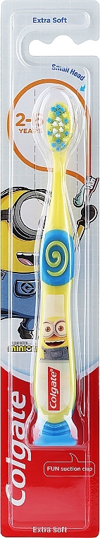 Kids Toothbrush, 2-6 years old, yellow and blue, minions 2 - Colgate Smiles Kids Extra Soft — photo N1