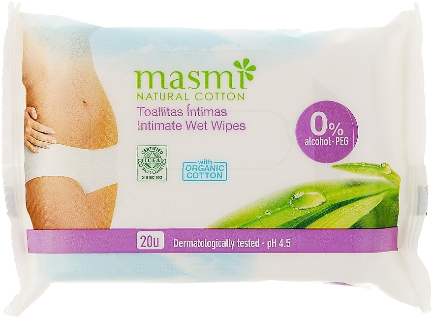 Intimate Hygiene Wet Cosmetic Wipes - Masmi Natural Cotton — photo N1