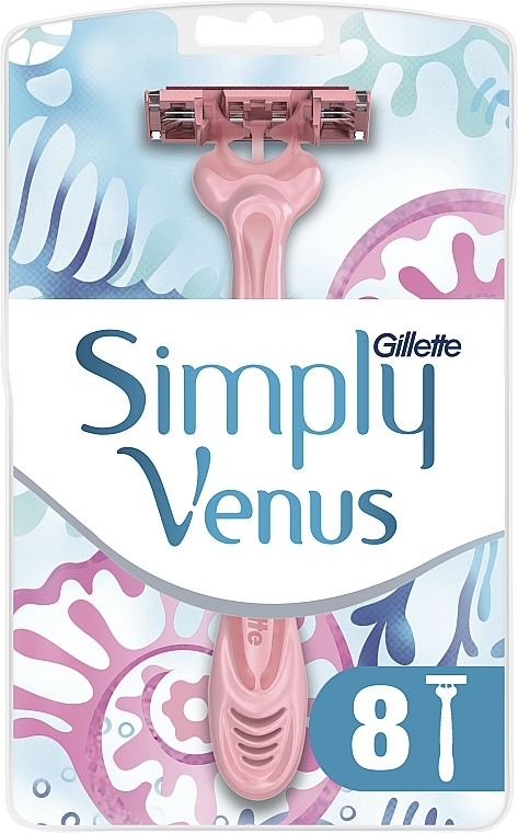 Disposable Shaving Razor Set, 8pcs - Gillette Simply Venus 3 Simply Smooth — photo N1