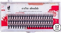 Individual Lashes, C 0,1 mm, 12 mm - Ibra Extra Double 20 Flares Eyelash C 12 mm  — photo N3