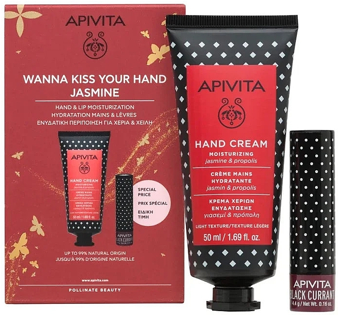 Set - Apivita Wanna Kiss Your Hand Jasmine (h/cr/50ml + lip/balm/4.4g) — photo N1
