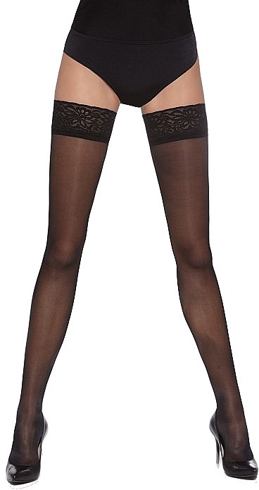 Vivien Lace Stockings, 40 Den, black - Bas Bleu — photo N2