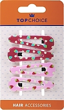 Hair Clips, 23231, 4 pcs, pink, strawberry - Top Choice — photo N7