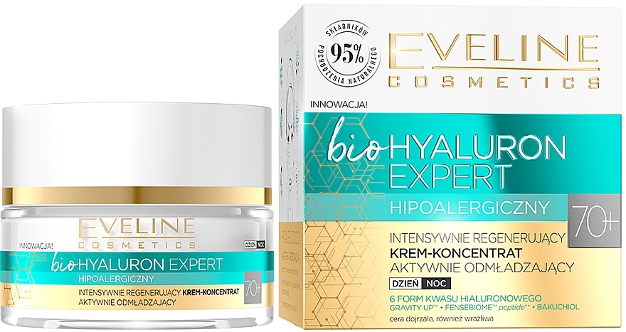 Ultra-Moisturizing Day & Night Cream-Concentrate - Eveline Cosmetics BioHyaluron Expert 70+ — photo N5