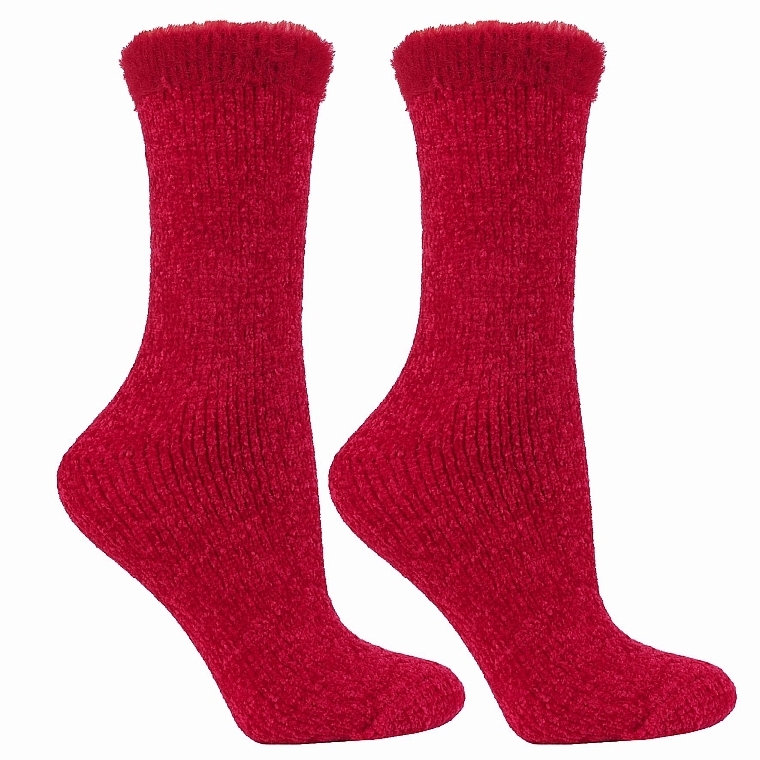 Women Winter Socks, red+red with pattern - Moraj — photo N3