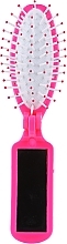 Folding Hair Brush with Mirror, 499426, Pink - Inter-Vion — photo N1