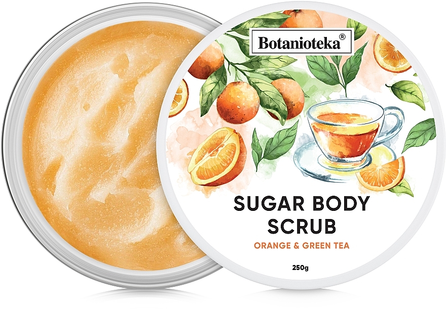 Sugar Body Scrub "Orange & Green Tea" - Botanioteka Sugar Body Scrub Orange & Green Tea — photo N1