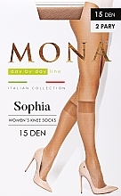 Sophia Knee Socks 15 Den, 2 pairs, beige - Mona — photo N8