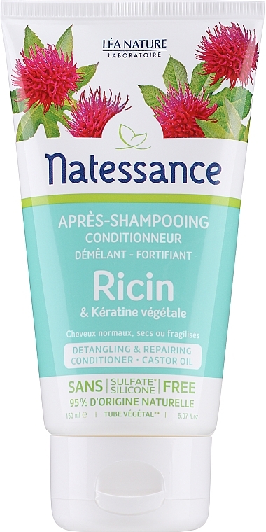 Castor Oil & Vegetable Keratin Conditioner - Natessance Detangling & Repairing Conditioner — photo N1