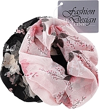 Fragrances, Perfumes, Cosmetics Scrunchies with Floral Print, 23989, black + pink 2 - Top Choice