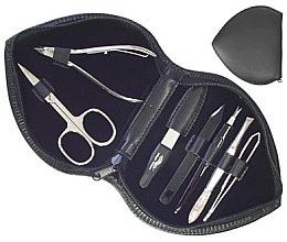 Fragrances, Perfumes, Cosmetics 7-Piece Manicure Set, 00916, black - Erlinda Solingen Top Grain Manicure Set