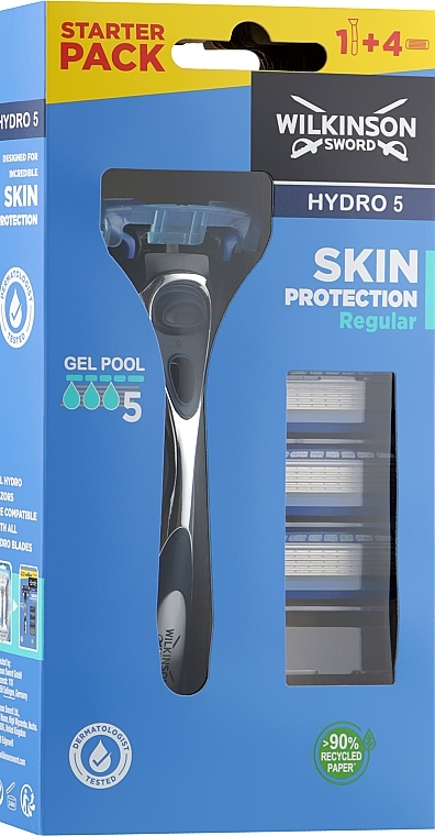 Razor with 4 Refill Cartridges - Wilkinson Sword Hydro 5 Skin Protection Regular — photo N1