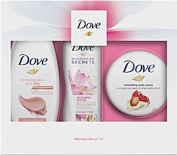 Fragrances, Perfumes, Cosmetics Set - Dove Renewing Glow Trio (sh/cr/250ml + b/lot/250ml + b/scrub/225ml)