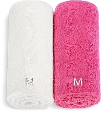 Fragrances, Perfumes, Cosmetics Face Towel Set 'Twins', white and pink - MAKEUP Face Towel Set Pink + White