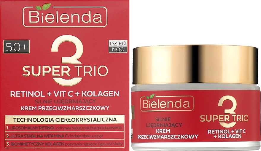 Firming Anti-Wrinkle Face Cream 50+ - Bielenda Super Trio Retinol + Vit C + Kolagen — photo N13