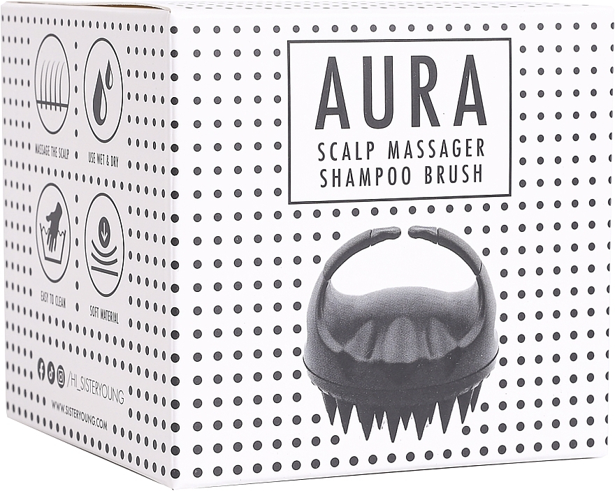 スカルプ マッサージ ブラシ、ブラック - Sister Young Aura Scalp Massager Shampoo Brush — photo N4