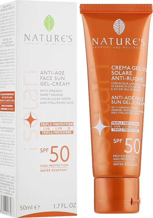 Protective Face Cream Gel - Nature's I Solari Anti-Age Face Sun Gel Cream SPF-50 — photo N7