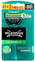 Fragrances, Perfumes, Cosmetics Disposable Razor, 6 + 2 pcs - Wilkinson Sword Xtreme3 Sensitive