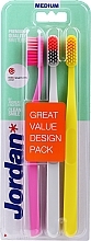 Fragrances, Perfumes, Cosmetics Medium Toothbrush, pink, yellow, gray - Jordan Clean Smile Medium