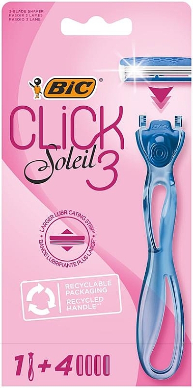 Shaving Razor with 4 Cartridges - Bic Click 3 Soleil Sensitive — photo N4