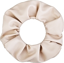 MakeUp - Faux Leather Classic Hair Scrunchie, Beige — photo N2