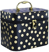 Fragrances, Perfumes, Cosmetics Square Large Makeup Bag, black with gold circles - Inter-Vion