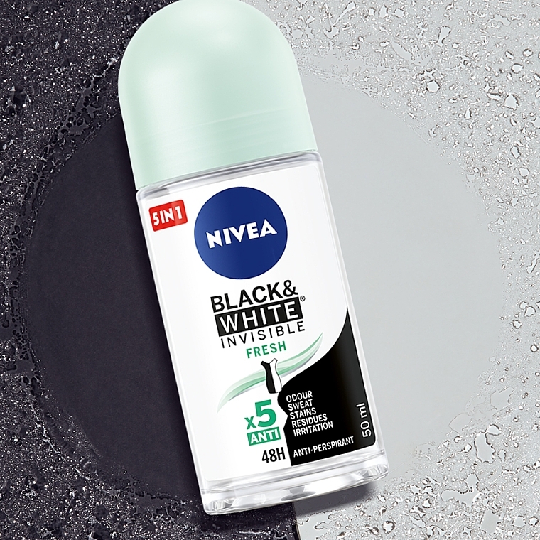 Roll-on Deodorant Antiperspirant "Black & White Invisible Protection" - NIVEA Invisible Fresh Antyperspirant — photo N44