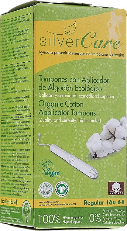 Organic Cotton Tampons "Regular ", 16 pcs - Masmi Silver Care — photo N6