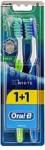 Toothbrush Set, 40 medium, light green+dark blue - Oral-B 3D White Fresh 40 Medium 1+1 — photo N1