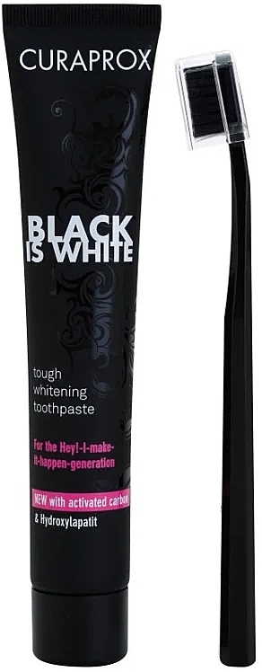 Set - Curaprox Black Is White (toothpaste/90ml + toothbrush/1pcs) — photo N1