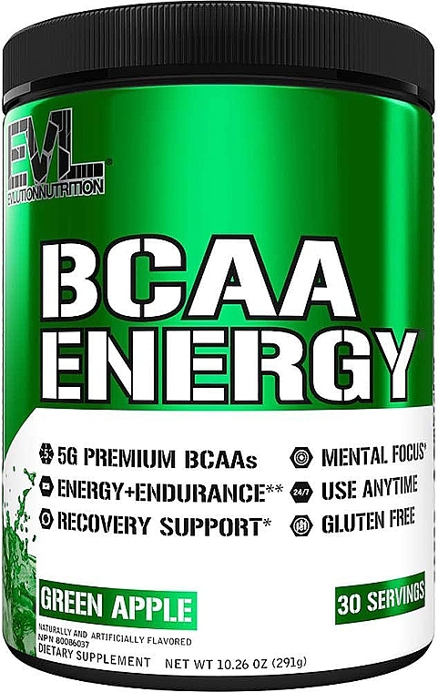 BCAA Energy Dietary Supplement, green apple - EvLution Nutrition BCAA Green Apple — photo N1