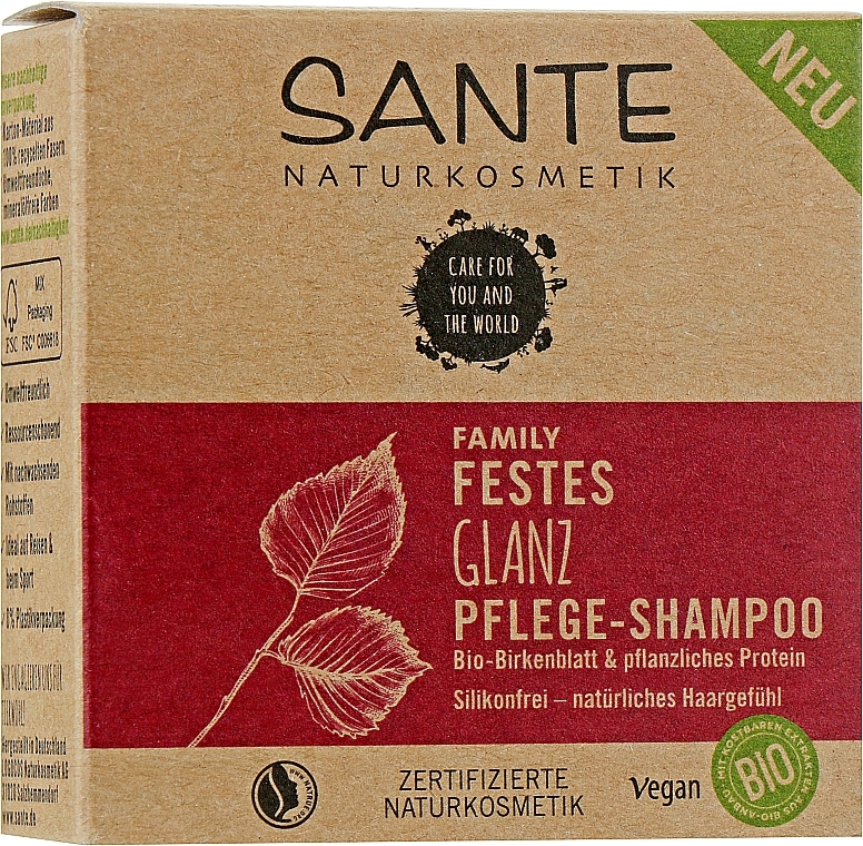 Nourishing Hair Shine Shampoo Bar "Plant Proteins & Birch Leaves" - Sante — photo N2