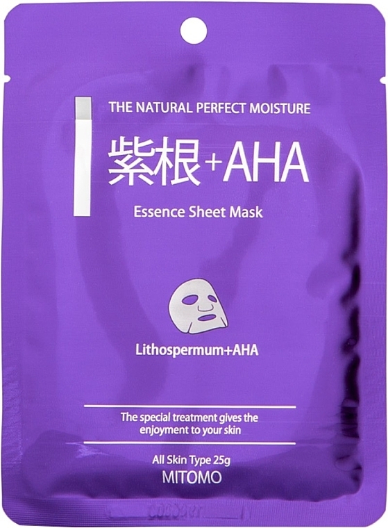 Lithospermum + AHA Sheet Mask - Mitomo Lithospermum + AHA Essence Sheet Mask — photo N1