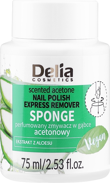 Perfumed Acetone Nail Polish Remover Sponge with Aloe Extract - Delia Sponge Nail Polish Express Remover — photo N2