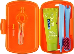 Oral Hygiene Travel Kit, orange - Curaprox Be You (tbr/1szt + paste/10ml + 2xbrush/1szt + acc + bag) — photo N21