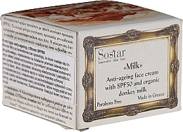 Fragrances, Perfumes, Cosmetics Anti-Aging Face Cream - Sostar Anti-Ageing Face Cream SPF50 with Donkey Milk