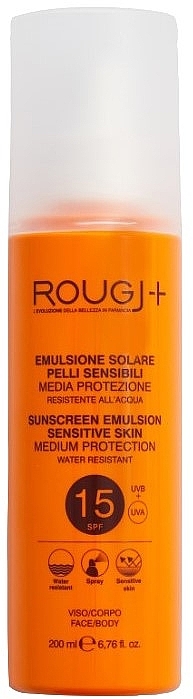 Sunscreen Emulsion for Sensitive Skin SPF15 - Rougj+ Sunscreen Emulsion Sensitive Skin Medium Protection SPF 15 — photo N1