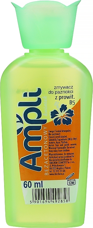 Acetone-Free Nail Polish Remover, green bottle - Ampli — photo N1