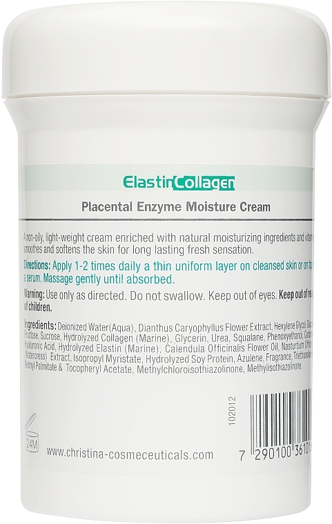Oily and Combination Skin Moisturizing Cream with Placenta, Enzymes, Collagen and Elastin - Christina Elastin Collagen With Vitamins A, E & HA Moisture Cream — photo N18