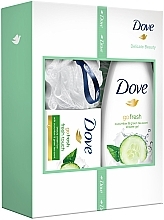 Fragrances, Perfumes, Cosmetics Set - Dove Delicate Beauty (sh/gel/250ml + soap/100g + sponge)