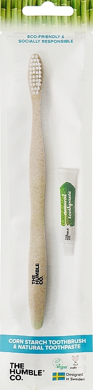 Set 'Soft Corn Starch Toothbrush + Toothpaste 7ml' - The Humble Co. — photo N1