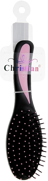 Hair Brush, CR-4006, black-pink - Christian — photo N1