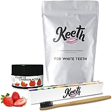 Fragrances, Perfumes, Cosmetics Set - Keeth Strawberry Charcoal Kit (toothbrush/1pc + toothpowder/15g + pack)