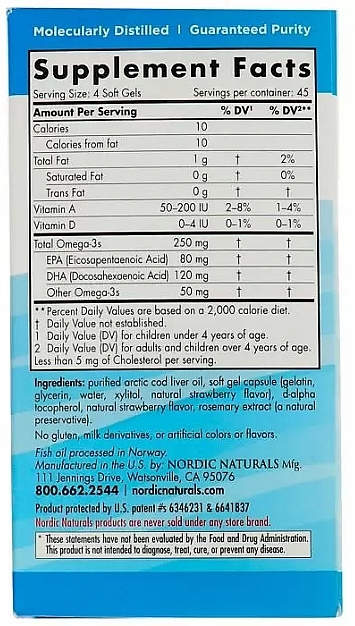 Kids Food Supplement, strawberry 250 mg, Omega-3" - Nordic Naturals Children's DHA — photo N3