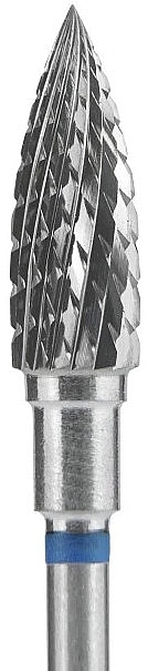 Carbide Nail Drill Bit 'Flame', blue, diameter 5 mm, work part 13.5 mm - Staleks Pro Expert — photo N2