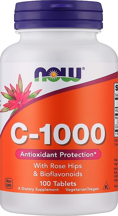 Vitamin C-1000 - Now Foods c-1000 With Rose Hips & Bioflavonoids — photo N1