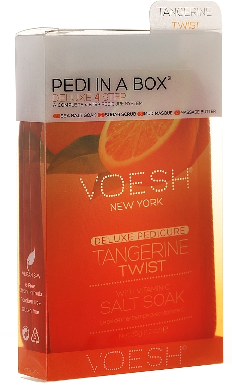 Pedicure Set "Mandarin" - Voesh Deluxe Pedicure Tangerine Twist Pedi In A Box 4 in 1 — photo N1