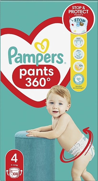 Diaper Pants, size 4 (Maxi) 9-15 kg, Mega Pack 108pcs - Pampers — photo N9