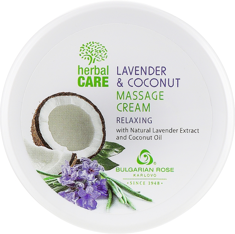 Relaxing Massage Cream - Bulgarian Rose Herbal Care Lavender & Cococnut Massage Cream — photo N1