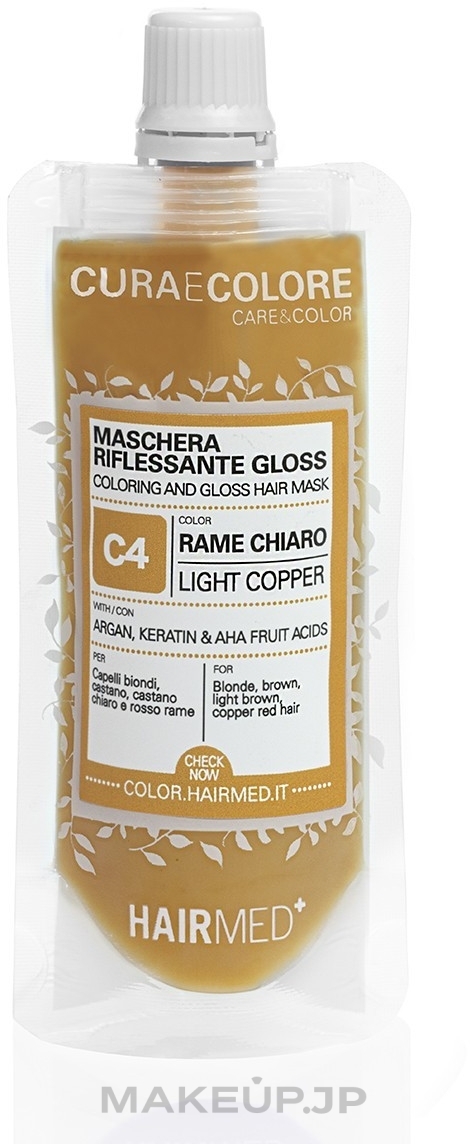 Coloring Hair Mask, 40ml - Hairmed Coloring And Gloss Hair Mask — photo C4 - Light Copper